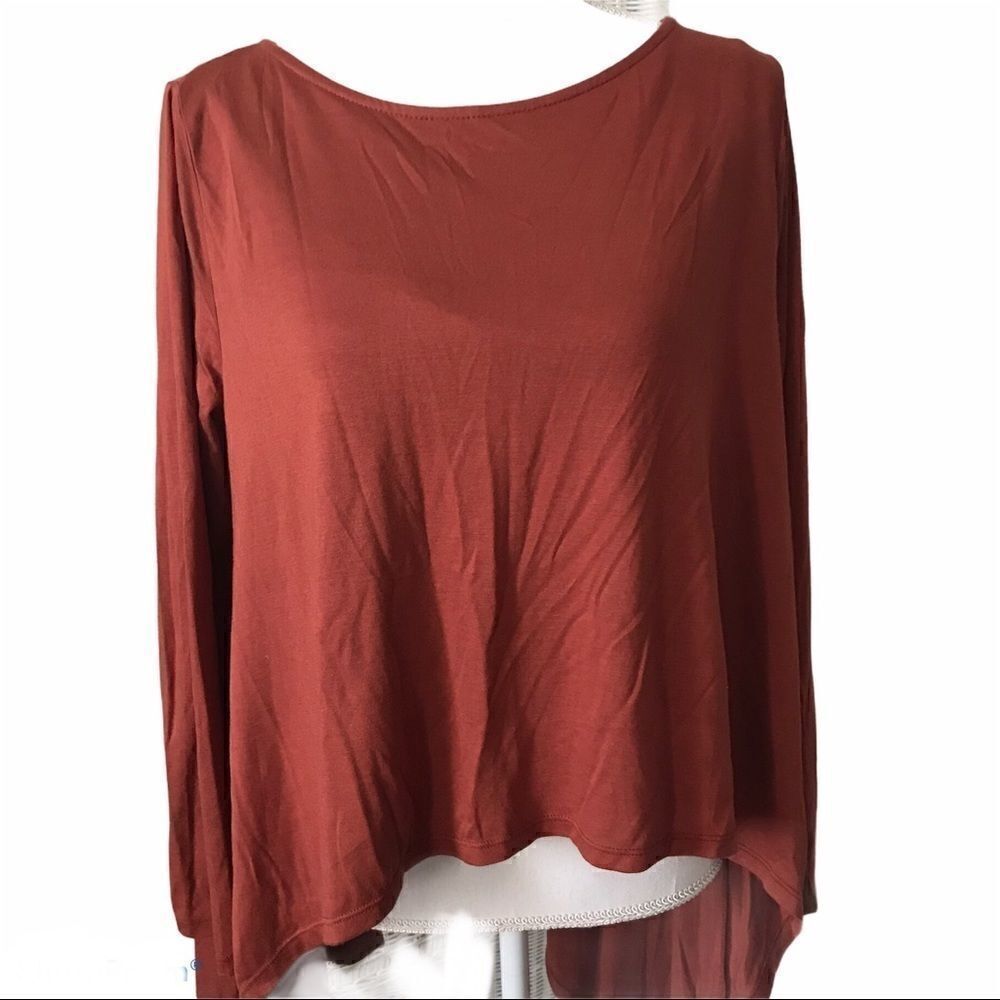 She + Sky Handkerchief Cropped Long Sleeve Top M
